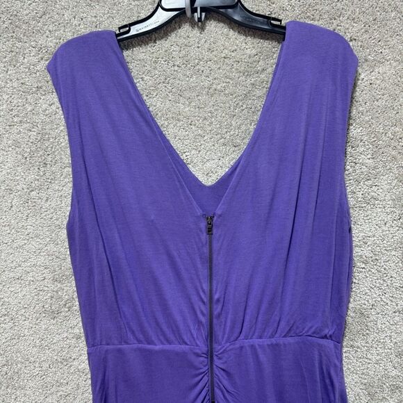 Alice + Olivia Sheath Dress Purple V Neck Women's Large Draped Zipper Back Rayon - Picture 10 of 12